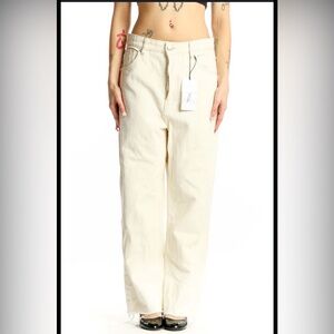 Zara Women's Straight Leg Cream Jeans